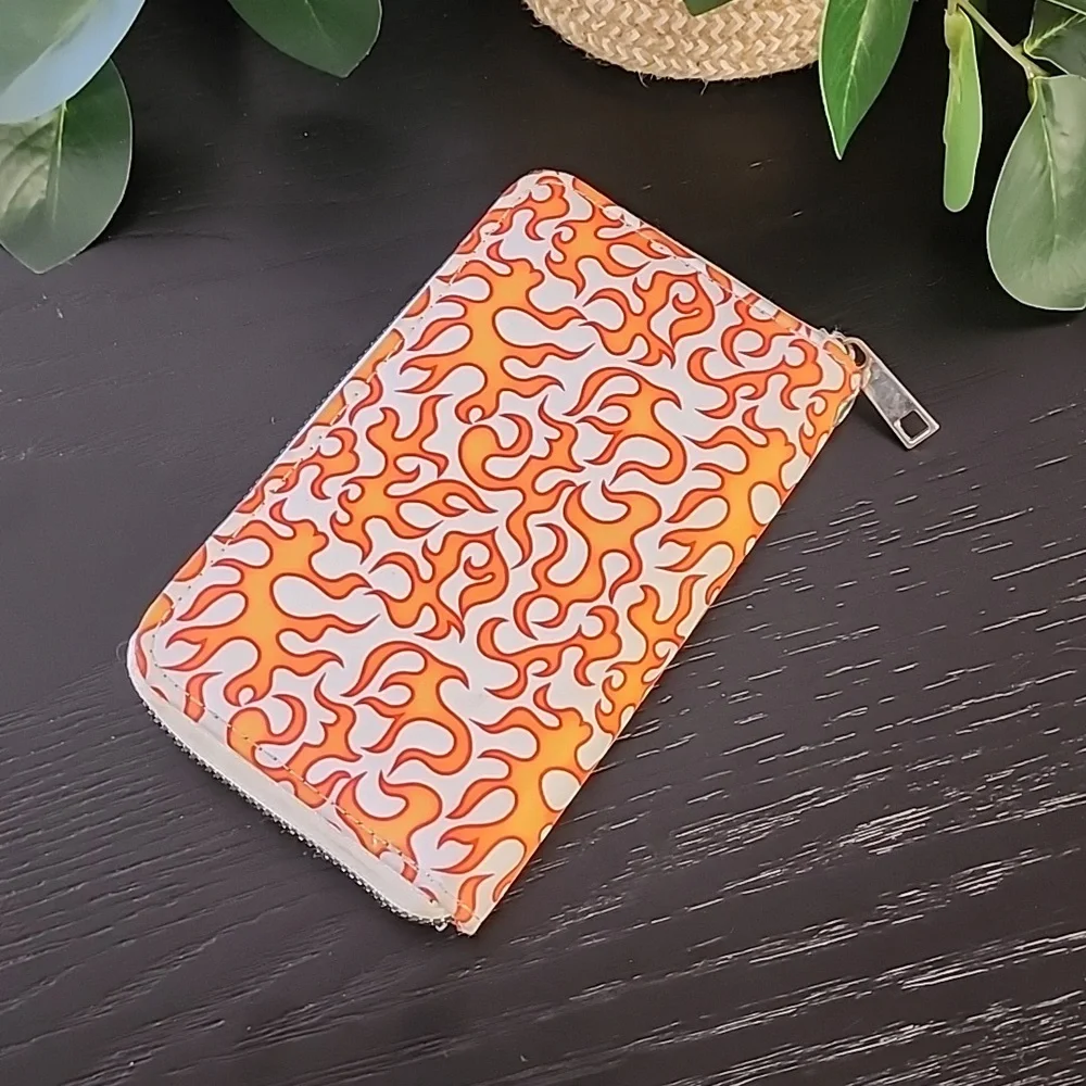 Flames Fire Zip Around Wallet Punk Skater Cali Trendy Teens High School Boy Girl - Picture 4 of 11
